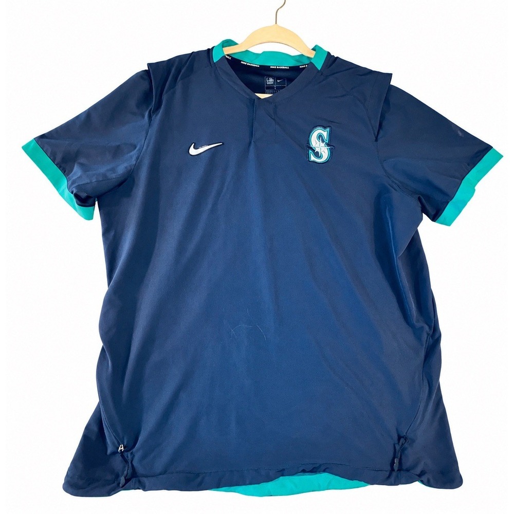 Nike Seattle Mariners MLB Authentic Pullover Windbreaker Men L Navy 550407-50885